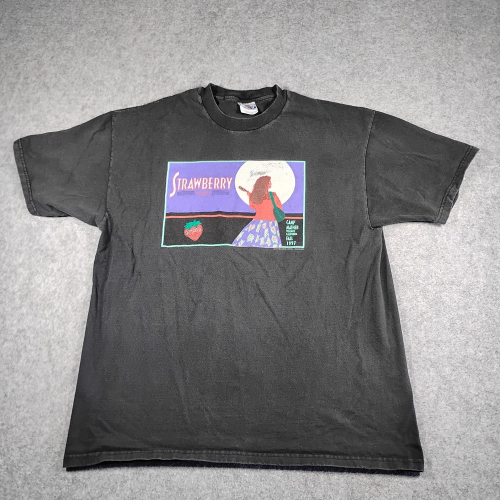 Vintage 1997 Strawberry Music Festival Yosemite Hanes Beefy-T Shirt Men XL Black